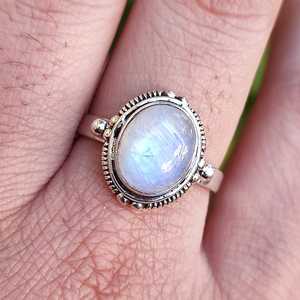 925 Sterling Silver Handmade Rainbow Moonstone Oval <b>Statement</b> <b>Ring</b> Romantic Gift for Women - Product Image 1