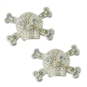 Broches de Calavera Gótica de Cristal, Plata, Acero Inoxidable, con Diversos Diseños de Flores, Estrellas, Coronas y Animales, con Perlas y Diamantes - Product Image 1