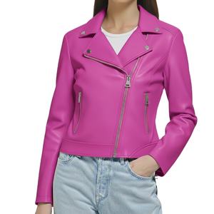 Design New Style Genuine Real Leather Premium Plain Stand Collar Zipper Closure Size Luxury <b>Women's</b> Fit Winter Top <b>Jacket</b> Custom - Product Image 5