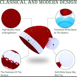 Logo brodé personnalisé Festival fête décoration rouge chapeau de noël unisexe laine hiver tricoté bonnet à revers usage quotidien haut - Product Image 6