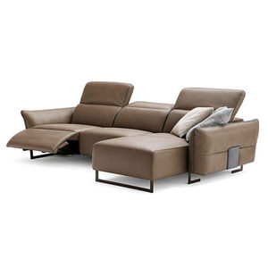 Daniele Reclining <b>Sofa</b> with Chaise Lounge Featuring PU <b>Leather</b> <b>Cover</b> Options - Product Image 1