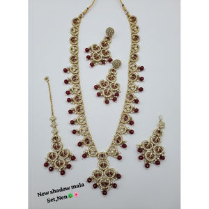 Nuevo Conjunto de Joyería Kundan Chapado en Oro y Cobre Vintage, Collar Largo Mala de Novia con Aretes y Maang Tikka para Bodas y Fiestas - Product Image 1