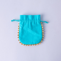 Pochette cadeau en coton bleu ciel de qualité supérieure, avec cordon de serrage réglable, tendance, logo personnalisé, faite à la main, écologique, pour bijoux
