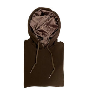 Sweat-shirts à capuche décontractés en coton mélangé 100% avec doublure en satin de soie, logo personnalisé, vente en gros 2026, sweat-shirts en soie pour hommes - Product Image 1