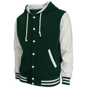 เสื้อแจ็คเก็ตเบสบอลวิทยาลัยสไตล์วินเทจ ปักโลโก้ตามสั่ง สำหรับฤดูหนาว แบบสปอร์ต คอตั้ง ทรงบอมเบอร์ สำหรับผู้ชาย รับผลิตแบบ OEM - Product Image 2