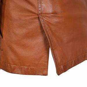 เสื้อโค้ทและแจ็กเก็ตหนังสีน้ำตาลหนังลำลองสำหรับผู้ชาย - Product Image 4