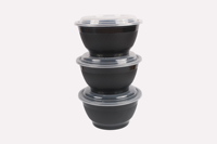 Bol rond en plastique noir avec couvercle transparent, 48 oz, récipient en PP compatible micro-ondes pour la livraison de repas et les plats à emporter