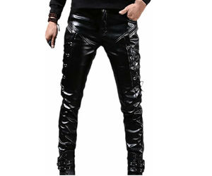 Pantalones de cuero Hip Hop Pantalones de cuero genuino para hombre Pantalones sólidos de alta calidad hechos en Pakistán 2025 Pantalones de cuero transpirables - Product Image 4