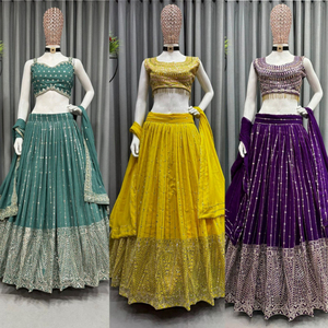 ชุดแต่งงานคุณภาพสูงชุดเย็บปักถักร้อย Lehenga Choli กับ Dupatta ผู้หญิงแฟชั่นผู้ผลิต - Product Image 1