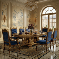 Lit à baldaquin classique européen sur mesure, cadre en bois foncé, tête de lit en velours bleu, pour villa de luxe, suite d'hôtel