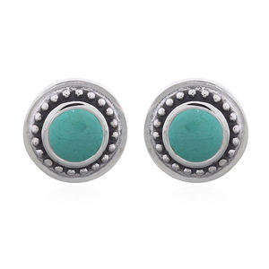 ต่างหูเม็ดกลมสีเงิน925พร้อมกระดุมหินสีเขียวสไตล์อินเทรนด์ - Product Image 1