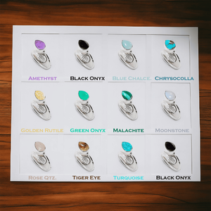 925 Sterling Silver Adjustable Band <b>Dainty</b> Pear Cabochon Original Tiger Eye Gemstone With Leaf Style <b>Ring</b> Wholesale Bulk - Product Image 6