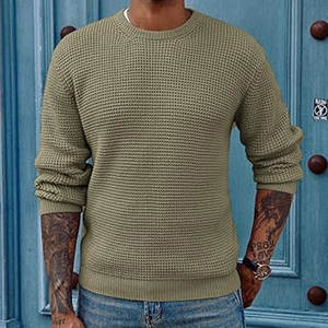 Pull décontracté pour homme avec une sensation de fil doux pour un style d'hiver décontracté Pull en tricot au design simple pour homme - Product Image 2