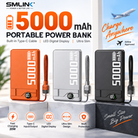 Batterie externe ultra-fine et compacte pour téléphone, charge rapide 20W PD, 5000 mAh, en alliage d'aluminium, chargeur sans fil magnétique
