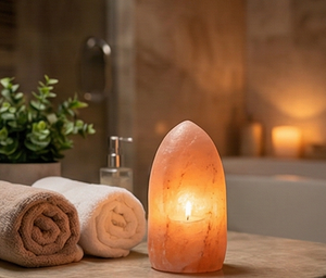 Porte-bougie chauffe-plat en sel rose de l'Himalaya naturel en forme de balle, support votif en cristal de roche pour décoration d'intérieur moderne et cadeau de spa - Product Image 2