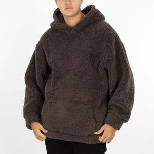 <b>hoodies</b> Custom Logo Winter Blank Heavyweight Polar Polyester Faux Fur Shearling Fleece <b>Sherpa</b> <b>Hoodie</b> for Men Reasonable Price - Product Image 1
