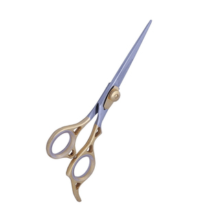 Poignée fantaisie cheveux et pain ciseaux acier inoxydable or vis lame tranchante avec repose-doigt fixe - Product Image 2