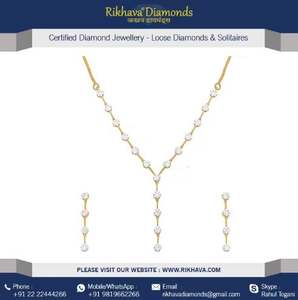 Conjunto de collar de diamantes elegantes de oro amarillo de 18kt de alto rendimiento con cadena a precio de venta colección de joyería de lujo por exportador - Product Image 5
