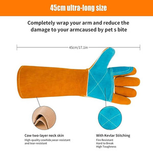 Guantes de cuero de manga larga a prueba de mordeduras para el cuidado de animales, guantes de protección para entrenamiento de serpiente y gato - Product Image 2