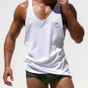 Camiseta sin mangas de algodón tejida informal para hombre, con estampado a cuadros, cuello redondo, nueva llegada, ligera, anti-bolitas, de secado rápido, con logotipo de color personalizado - Product Image 3