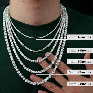 Wholesale 4mm Lab Grown Diamond Tennis <b>Necklace</b> 925 <b>Sterling</b> <b>Silver</b> Chain Brilliant Cut IGI Certified Unisex Valentine Gift - Product Image 5
