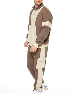 Conjunto de Sudadera con capucha y pantalones para hombre de manga larga GSM 100% algodón supersuave 400 personalizado para Otoño/Invierno, chándal con panel de dos colores y logotipo personalizado - Product Image 5