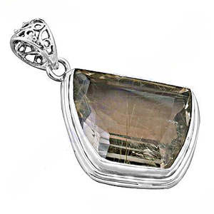 Colgante de Cuarzo Rutilado de Plata 925 Hecho a Mano con Amatista, Oro Rosa y Platino para Mujer, Joyería de Piedras Preciosas con Dijes - Product Image 3