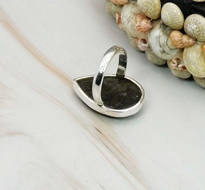 Rainbow Obsidian Ring 925 Sterling Silver Teardrop Gemstone Statement Boho Ring Unisex Jewelry Gift for Her - Product Image 2