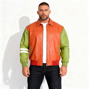 แจ็คเก็ตหนังวาร์ซิตี้ผู้ชายคุณภาพสูง แฟชั่นใหม่ ระบายอากาศได้ดี เสื้อคลุมสุดพรีเมียม ทันสมัย สไตล์สตรีทแวร์ สวมใส่สบาย - Product Image 4