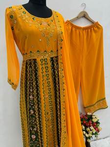 Nouveau haut de travail à paillettes brodé de créateur avec Sharara traditionnel indien et pakistanais Salwar Kameez pour une tenue de fête - Product Image 2