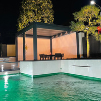Pérgola de Aluminio Bioclimática Motorizada con Luces LED, Impermeable, de Lujo para Exteriores, con Toldo Personalizable y Fácil de Montar