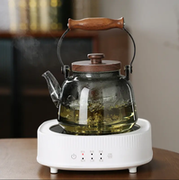 Théière en verre borosilicaté gris fumée transparente résistante un pot de faisceau de levage en verre