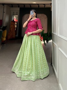 Lehenga choli เสื้อผ้าอินเดียเย็บผ้าใบงานด้าย lucknow - Product Image 2