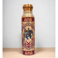 Bouteille d'eau réutilisable de style moderne en cuivre pur à 99,1 %, 32 oz, écologique, avec revêtement anti-corrosion, couvercle à vis, impression personnalisée