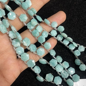 Cuentas de forma hexagonal facetadas de amazonita, cuentas elegantes de piedras preciosas naturales para la fabricación de joyas - Product Image 2