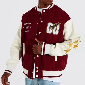 Chaqueta Universitaria Vintage Personalizada de Lana para Hombre, Mangas de Cuero, Bordado Chenille, Estilo Béisbol de Alta Calidad - Product Image 3