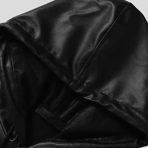 Sweat à capuche/pull-over en cuir personnalisé avec matériel en service OEM Sweat à capuche en cuir teint uni pour hommes à vendre - Product Image 6