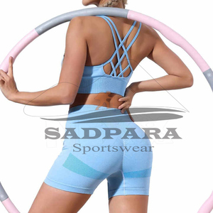Conjuntos de entrenamiento de dos piezas de algodón de alta calidad para mujer, Yoga, gimnasio, con mallas sin costuras, Sujetador deportivo, ropa deportiva, atuendo - Product Image 6