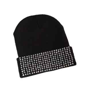 Customized Diamond Rhinestone Knitted <b>Men</b> Soft Winter <b>Beanie</b> Casual Streetwear 100% Cotton Lace Mesh 5-Panel <b>Hat</b> Common - Product Image 4