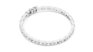 Bracelet tennis en argent 925 pour femme, diamant de laboratoire taille émeraude certifié IGI, bijoux fins classiques pour mariages et soirées, blanc - Product Image 2