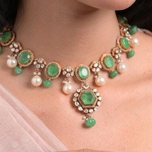 Ensemble collier et boucles d'oreilles tendance Gajaah en argent sterling 925 avec pierres multicolores, bijoux en argent pur pour femmes, pour les fêtes et les mariages - Product Image 1