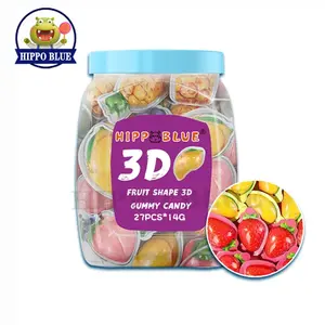 Hete Verkoop Fruit Vorm Smaak Zoete Taaie Gelei 3d Gummy Candy Gemengde Groothandel Fabriek