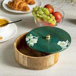 Kitchenware Hot Pot <b>with</b> <b>Lid</b> for Home Hotel and Restaurant Food Serving Hot Pot <b>Dishes</b> Decorative Customized Size Wooden Hot Pot - Product Image 2