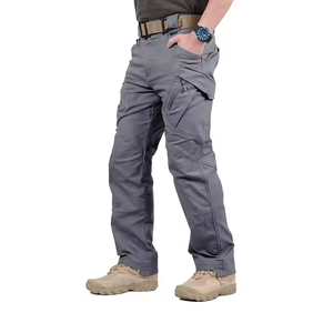 Pantalon cargo décontracté pour homme, tissu Oxford, doublure en polaire, design droit, multi-poches, taille mi-élastique, brodé - Product Image 3