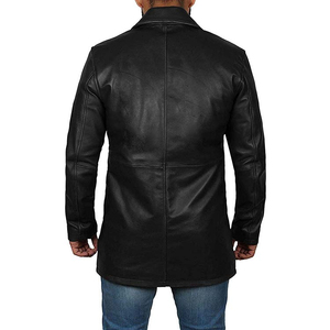 Automne hiver nouvelle veste en cuir véritable hommes couche supérieure manteau en peau de vache Long coupe-vent mince manteau respirant doux bouton personnalisé - Product Image 5