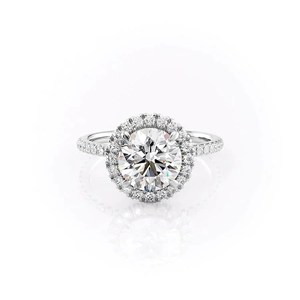 Exquisito estilo Vintage corte brillante Micro Pave Moissanite diamante Halo anillo de compromiso 14K banda de oro sólido anillo de Regalo perfecto - Product Image 4