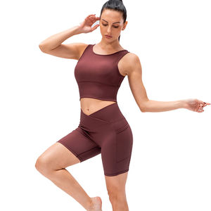 Vente en gros leggings courts personnalisés pour femmes fitness entraînement gym deux pièces vêtements de sport ensemble de yoga pour femmes ensemble 2 pièces vêtements - Product Image 5