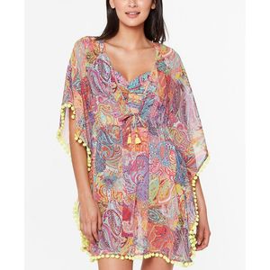 Copricostume da donna Rod Beattie Bleu Blue taglia piccola con bordo in pompon e stampa tecnica - Product Image 1