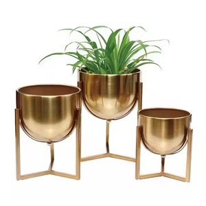Sleek Finish Brass Planter <b>Pot</b> for Succulents Eco-Friendly Indoor Decor <b>with</b> <b>Drainage</b> Hole for Home or Office Table - Product Image 2