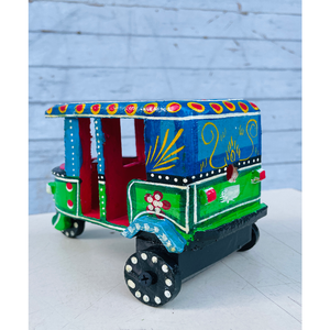 Fabriqué à la main en bois Taxi pousse-pousse Miniature modèle Vintage décoratif à la main pièce de collection pour le bureau à domicile et le cadeau - Product Image 4